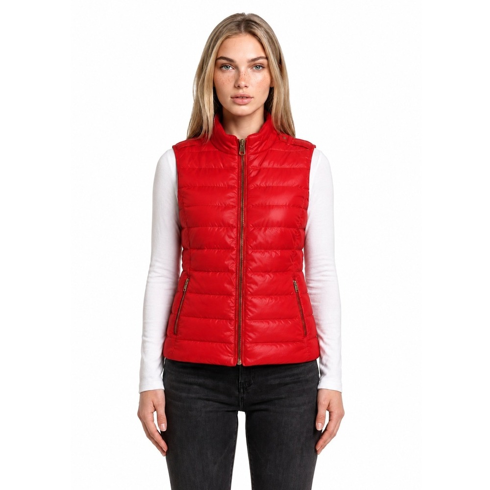 Magaschoni Collection Down Puffer Vest Women's Size Small Red Goose Quilted